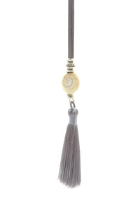 Long necklace with Shell & Tassel Grey