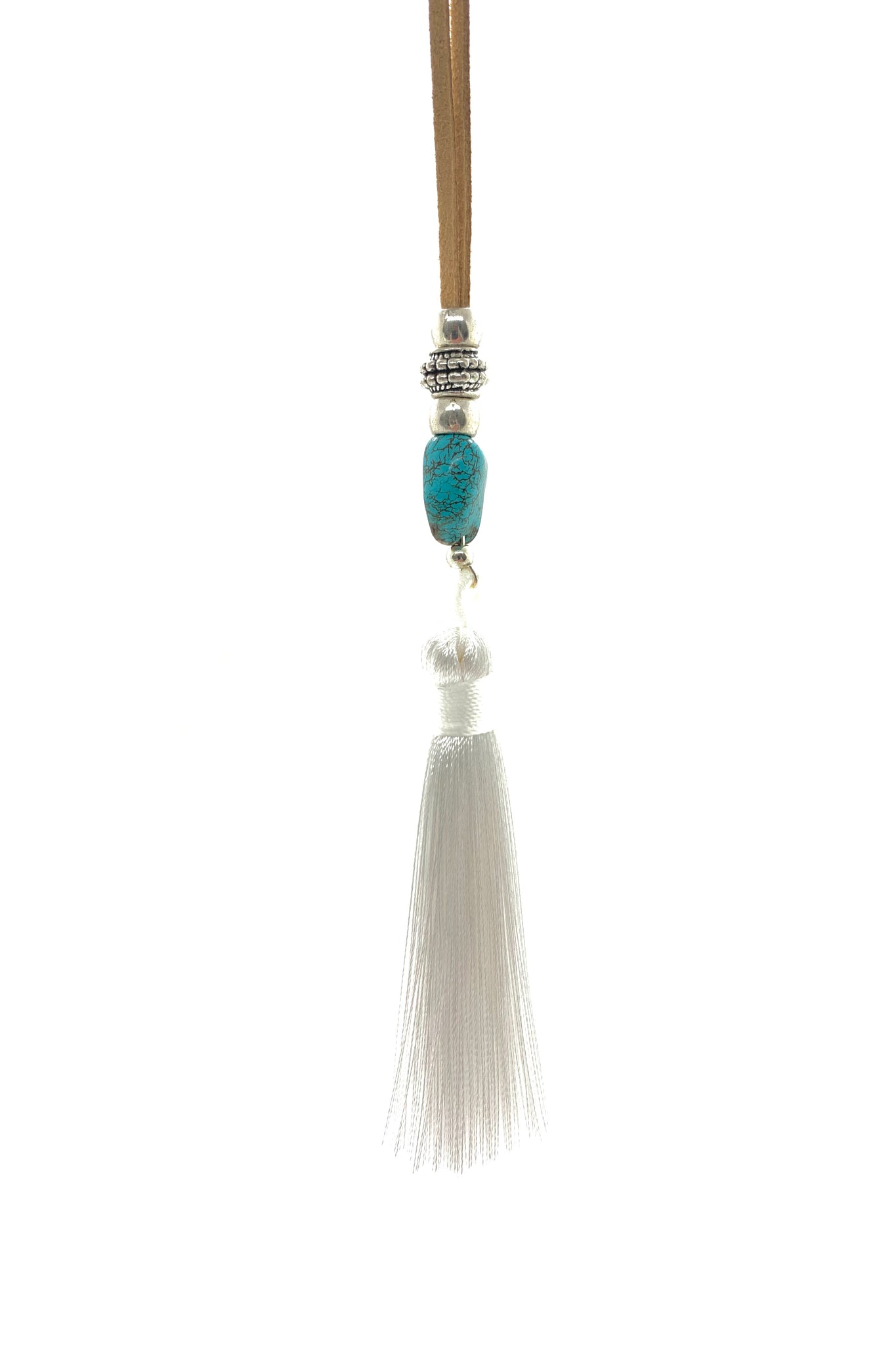 Long necklace with Turquoise & Tassel White