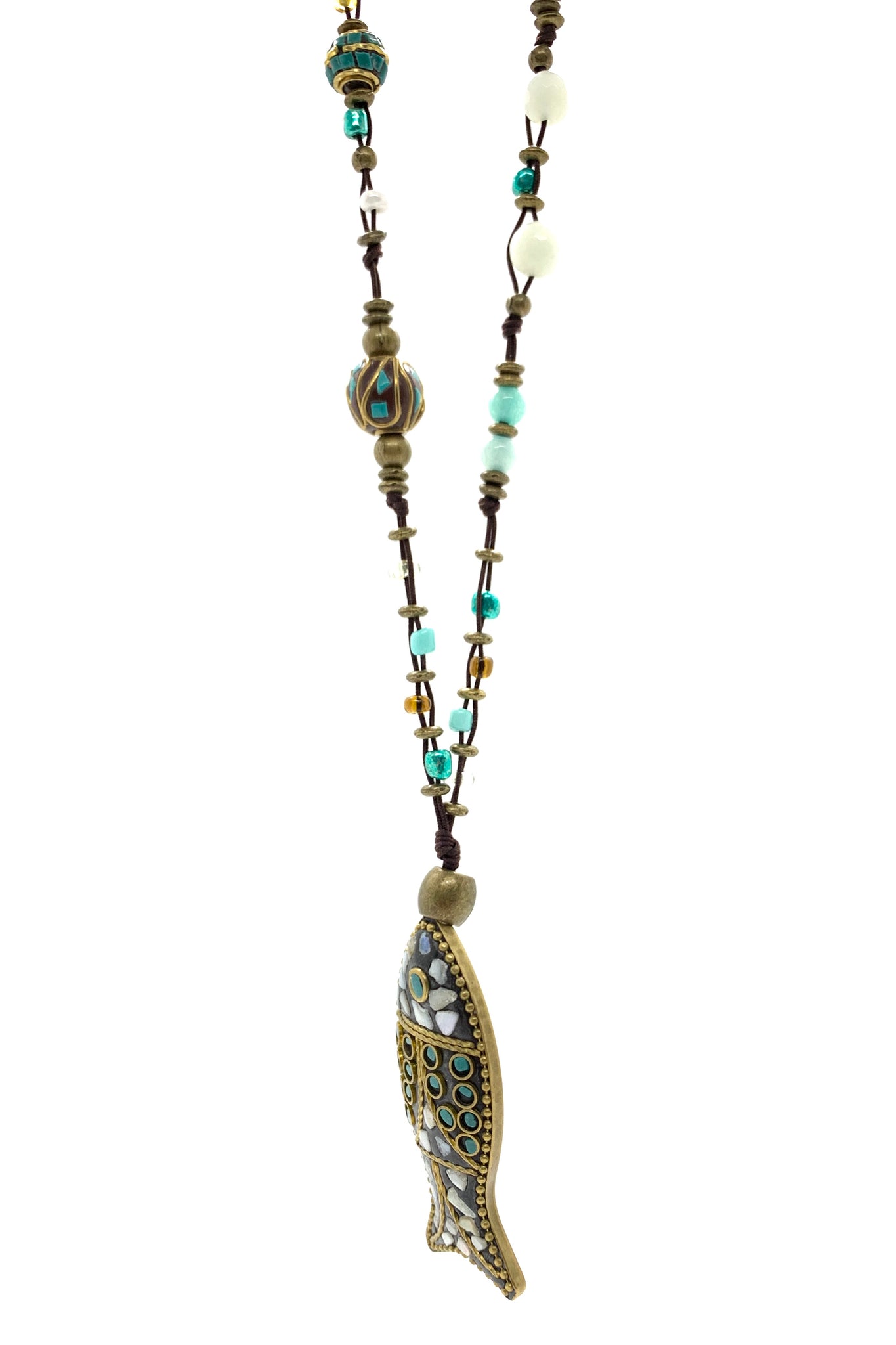 Long necklace with fish pendant