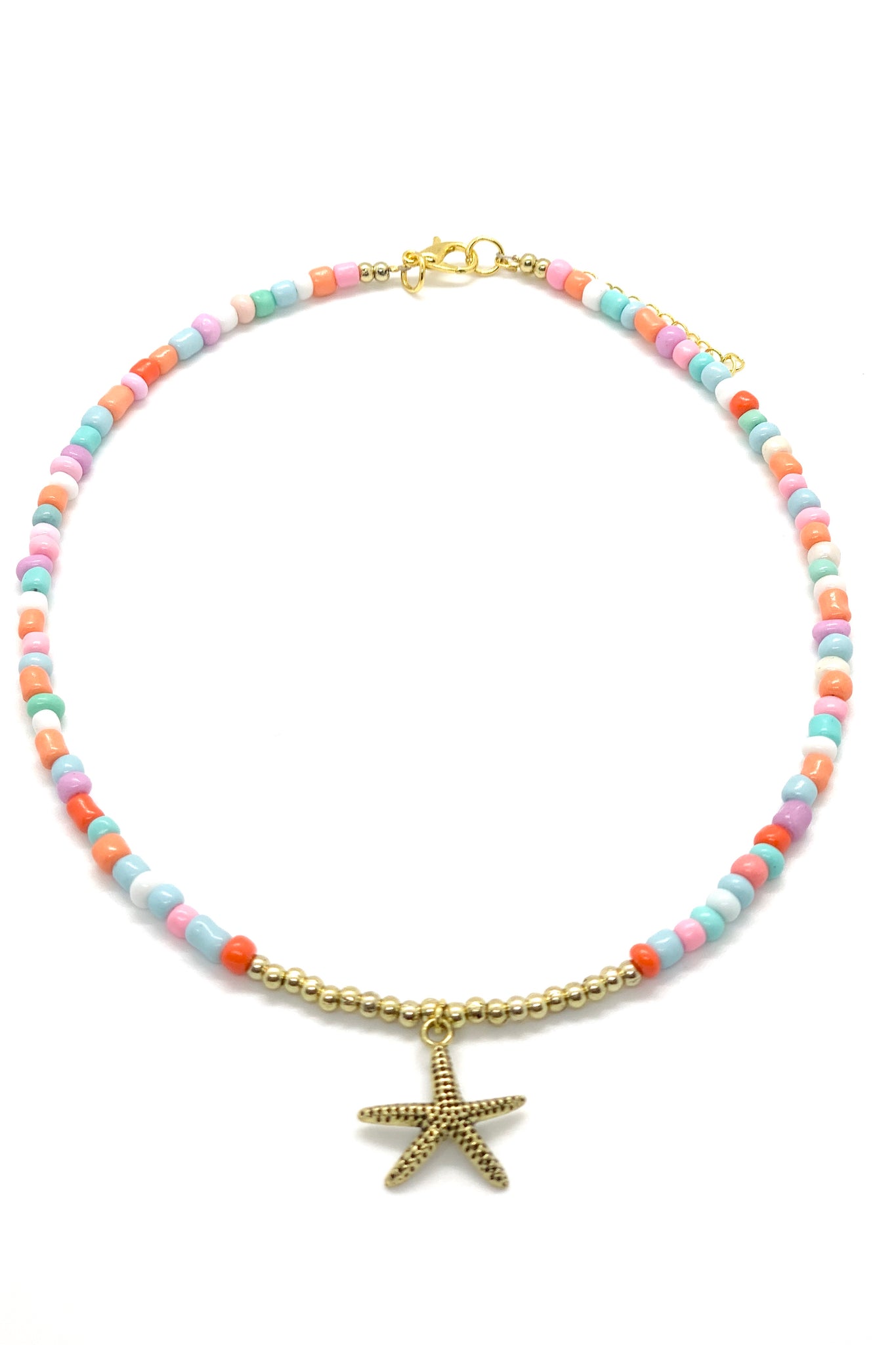 Short colouful necklace with seastar charm
