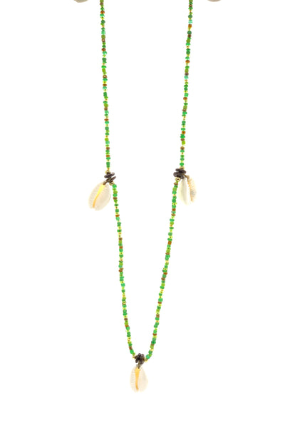 Long necklace with natural shells Green