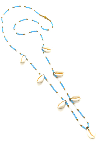 Long necklace with natural shells Blue