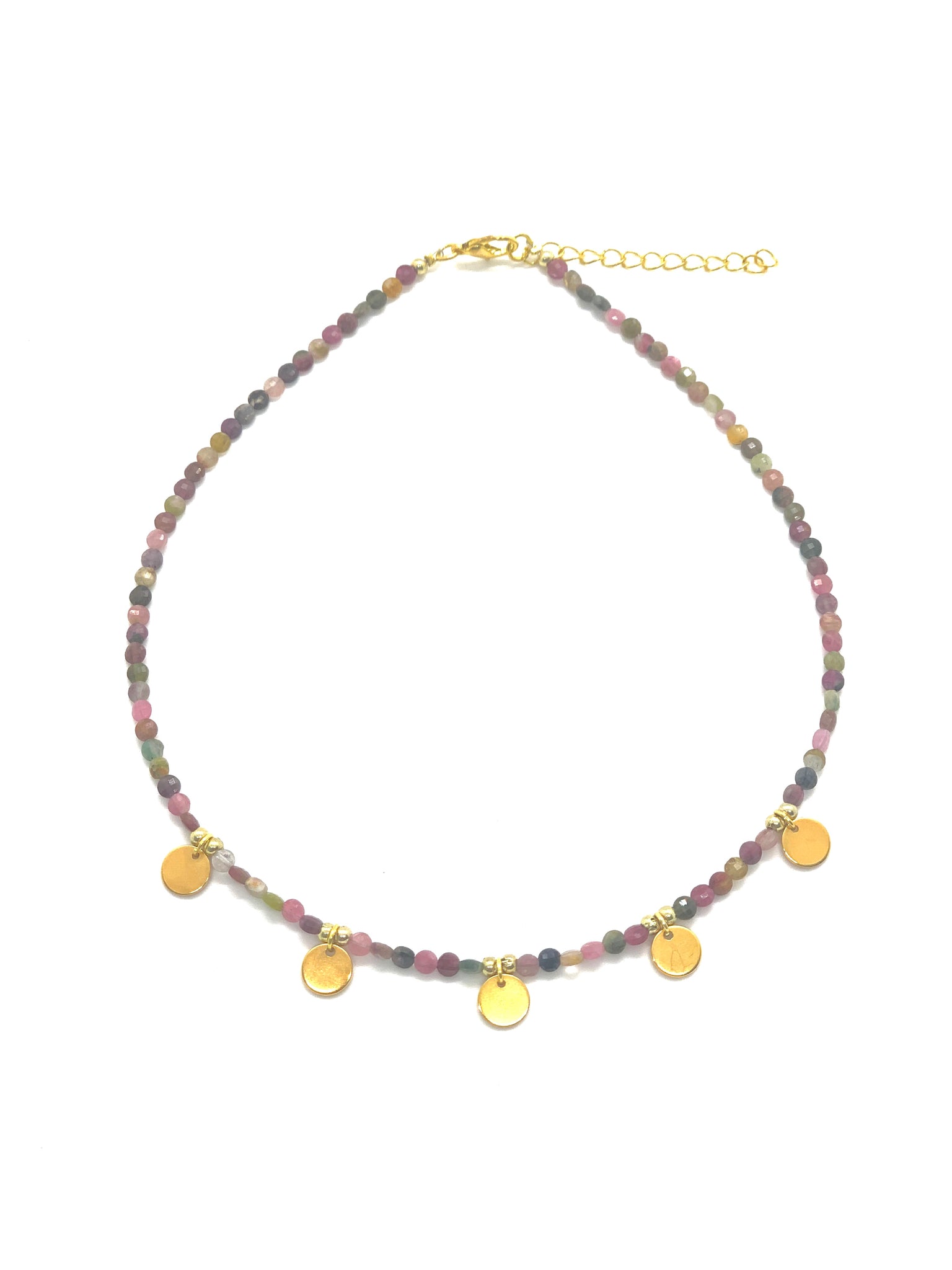 Short necklace with colourful natural minerals