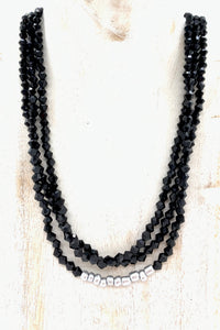 Multi functional Necklace Silver Black