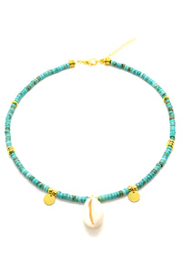 Necklace with Turquoise mineral disc beads