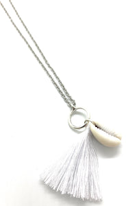 Medium long necklace with shell & tassel charm