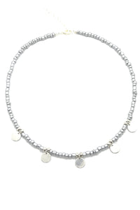 Short Necklace with disc charms silver