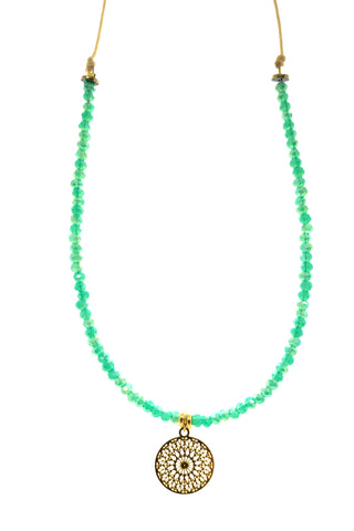 Short necklace Turquoise & Mandala charm