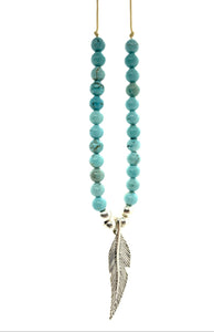 Necklace BoHo Turquoise & Feather