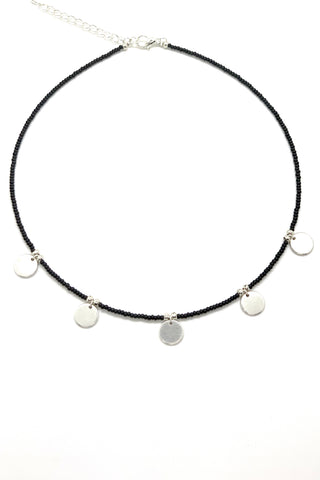 Short necklace with disc-charms black